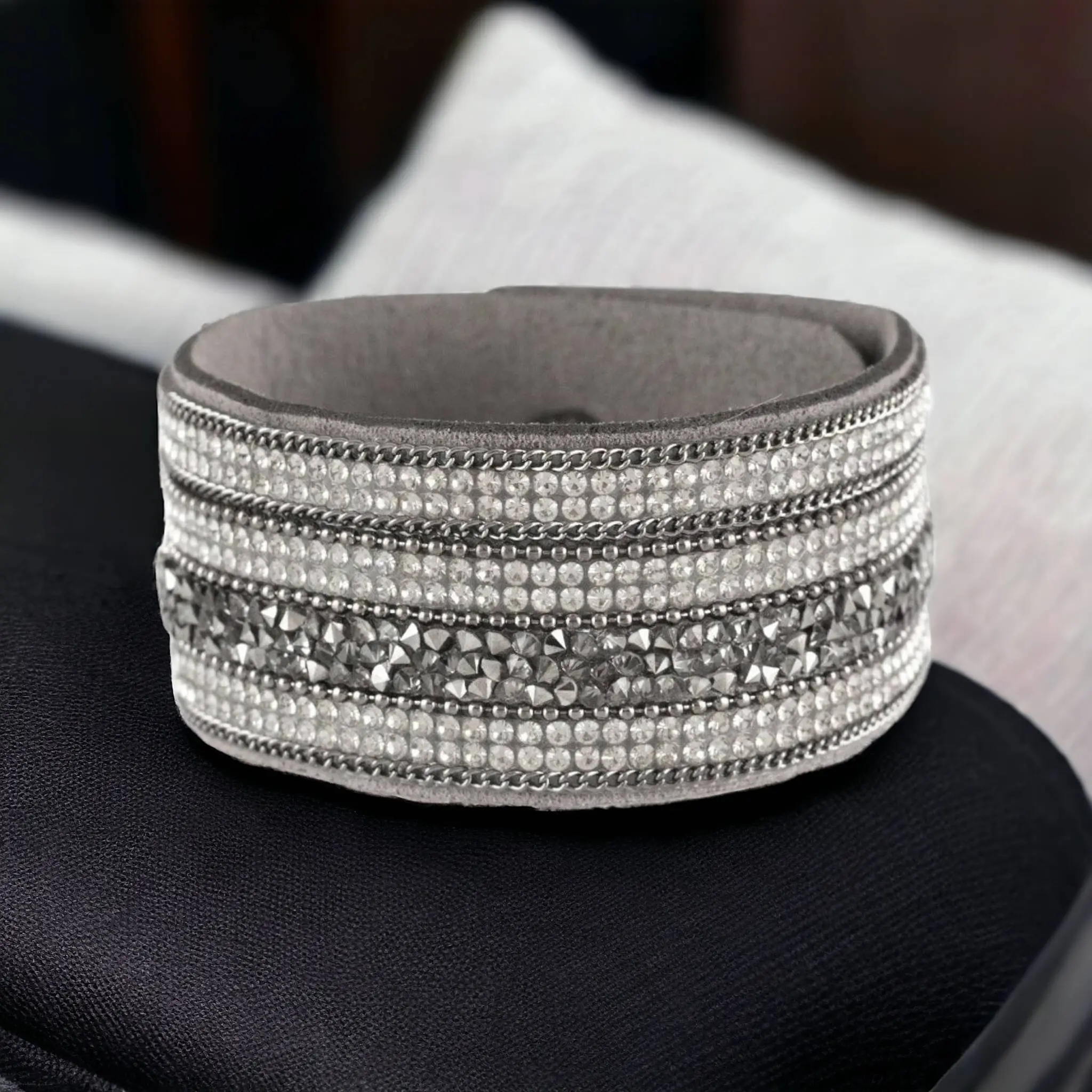 Really Rock Band Silver Bracelet with Decorative Elements and Layered Design