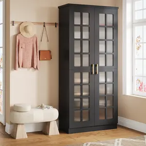 LITTLE TREE 71-Inch Tall Shoe Cabinet with Doors, 8-Tier Shoe Storage Cabinet with Adjustable Shelves, Modern Shoe Organizer Shoe Rack Cabinet for Entryway, Hallway, Closet, Living Room