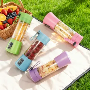 12.85 oz Rechargeable Portable Mixing Cup 1200mAH Electric USB Juice Blender Mini Mixer 380ml Six Blades Perfect for Blending in Pink Black Purple