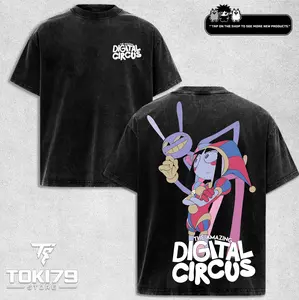 The Amazing Digital Circus Pomni x Jax Menswear Gift for anime fans Top Apparel Classic Seamless Simple designer shirts Men's Regular Fit Floral Print Tee Cotton Fabric Black Casual