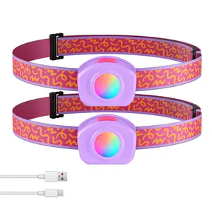 #Summervibes EverBrite LED Headlamp Rechargeable Kids Headlamp with RGB Mode and Adjustable Headband, 3 Modes Multicolor Headlamp for Camping, Reading, Exploring, Halloween, Christmas-2 Pack