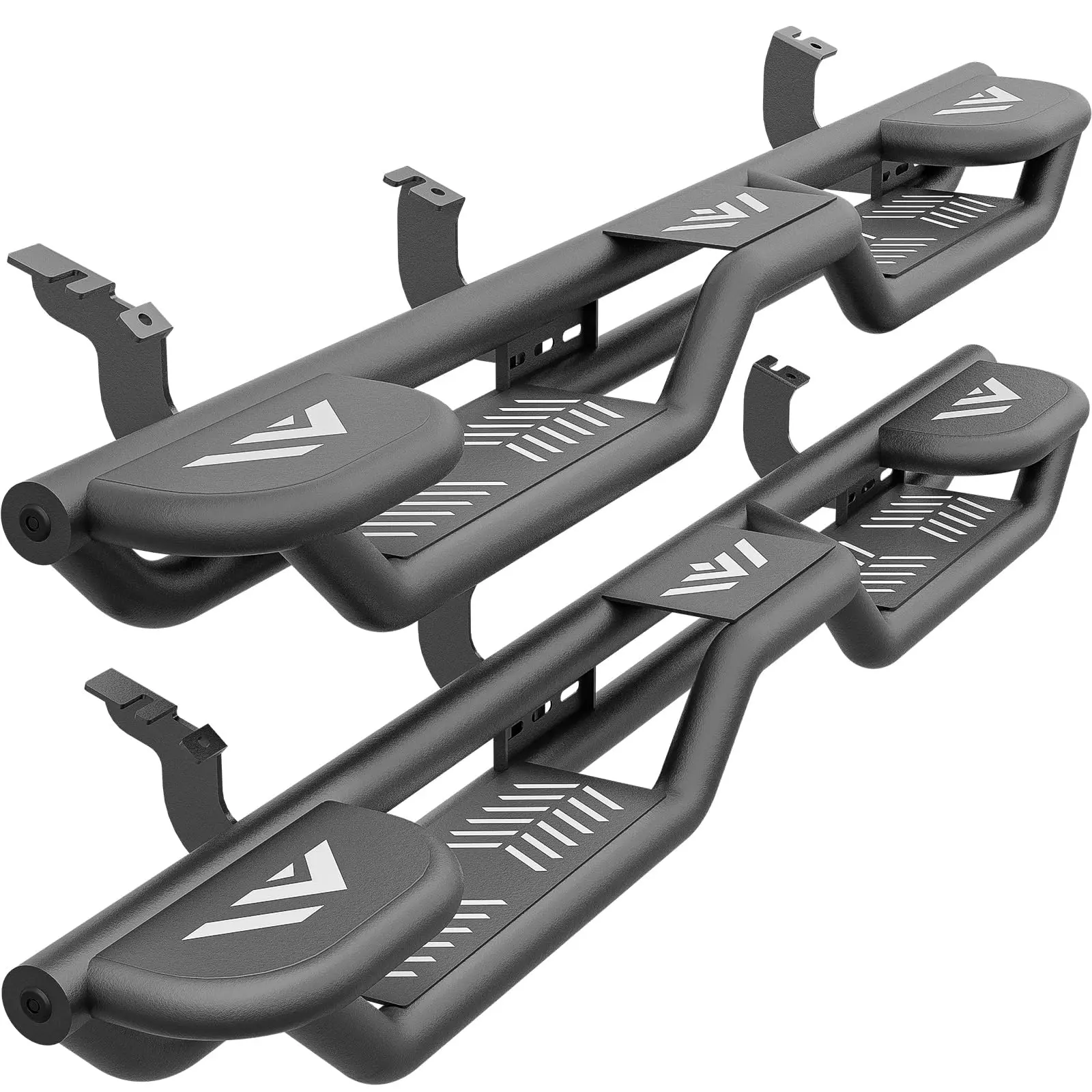 【Yzona】Three Raised Steps Double Cab Running Boards Compatible with 2022-2026 Toyota Tundra DoubleCab (2 Half-Size Rear Doors) Side Steps, Two Stair Design Style Black Truck Side Rails Nerf Bars