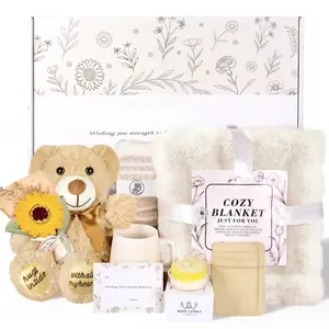 Summer Spring 2026 Mother'S Day Gift Basket for Women, Chemo Care Package for Women After Surgery, Thinking of You Sympathy Gift Basket, Spa Gift Set for Her, Hug in a Box with Blanket, Mug, Teddy Bear