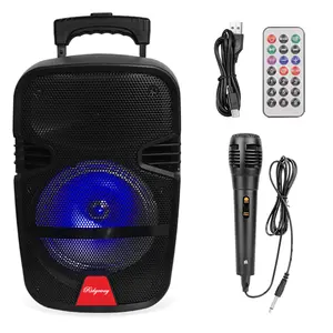 Portable Bluetooth  Premium sound system PA SpeakerSystem 8" Wireless Tailgate Speaker HeavyBass Audio Rechargeable LED LightsMicrophone Remote Control FM Radio AUXfor Home, Camping, Travel Party Gift Karaoke