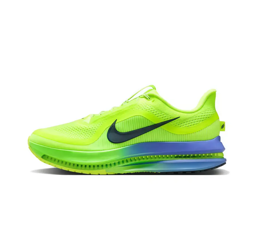 Lime Green Blue Gradient Knit Mesh Running Shoes Shock Absorbing Structure Lightweight Training Sneakers
