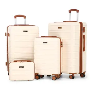 AAIVV 4 Piece Luggage Set, Expandable ABS Suitcase with TSA Lock & 360° Spinner Wheels, Lightweight Hardshell Travel Set (13/20/26/28in) for Family Trips and School Use