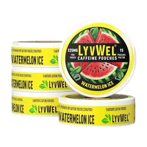 5 pack Watermelon Caffeine pouches - 225 mg Sugar-Free Energy healthy Grape Beverage Natural Nootropic Fruit