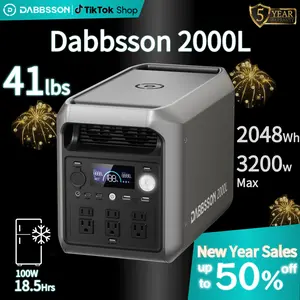 Dabbsson 2048Wh 2000L Portable Power Station 3200W Max Output Semi-solid LiFePO4 Battery Light Compact for Outdoor Camping RV Roadtrip Emergency Home Backup Power Offgrid Living Solar Generator