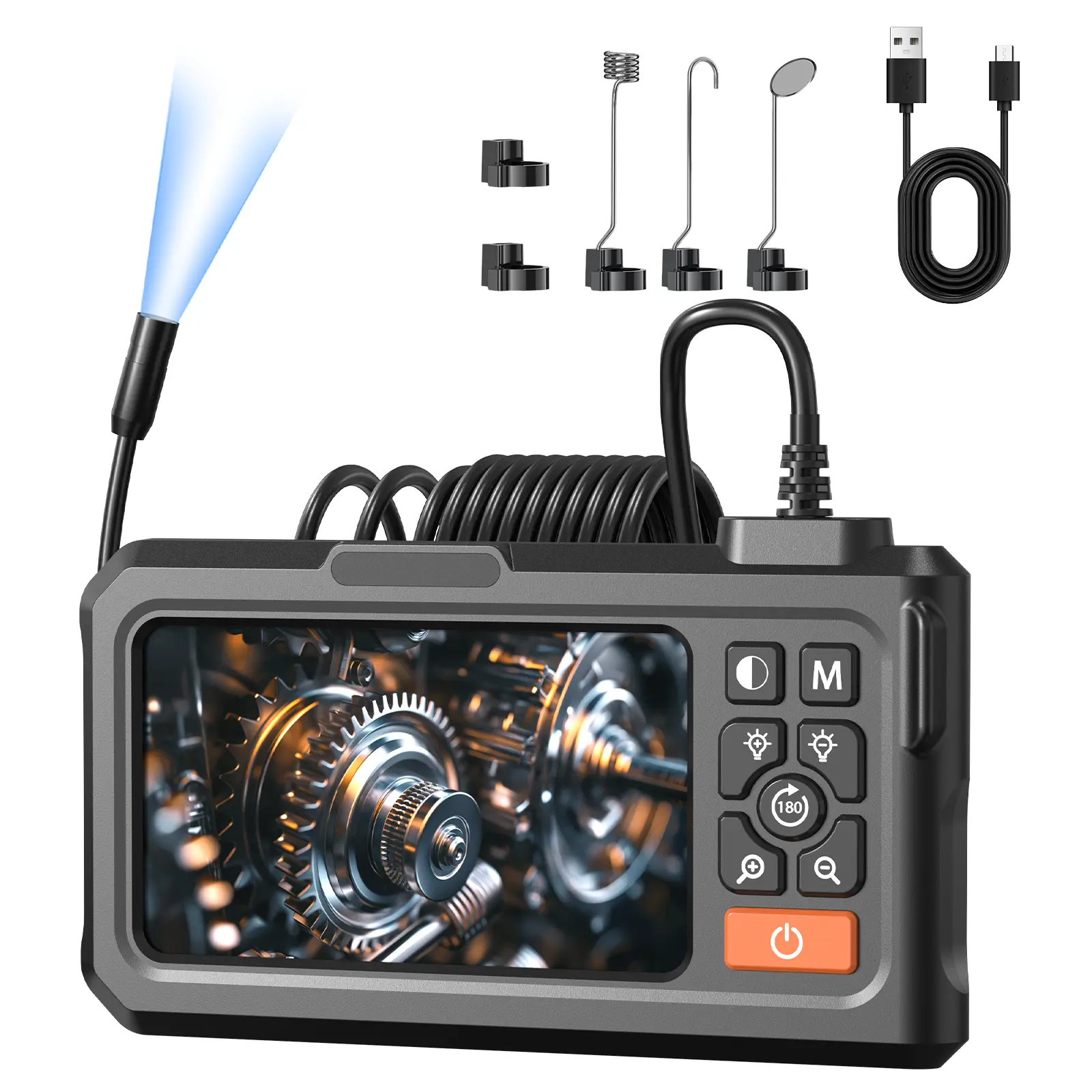 Industrial Endoscope with Integrated Camera and Lighting — 4.3-inch IPS Display, 1080P High Resolution, 8 LED Lights, Semi-Rigid Cable Design, IP67 Waterproof Rating — Ideal for Sewer Inspection, A Must-Have Tool for Men, The Perfect Gift for Him tiktoksh