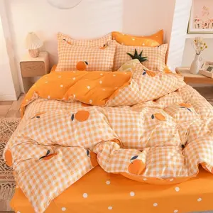Orange Dreams Gingham & Polka Dots Bedding Set