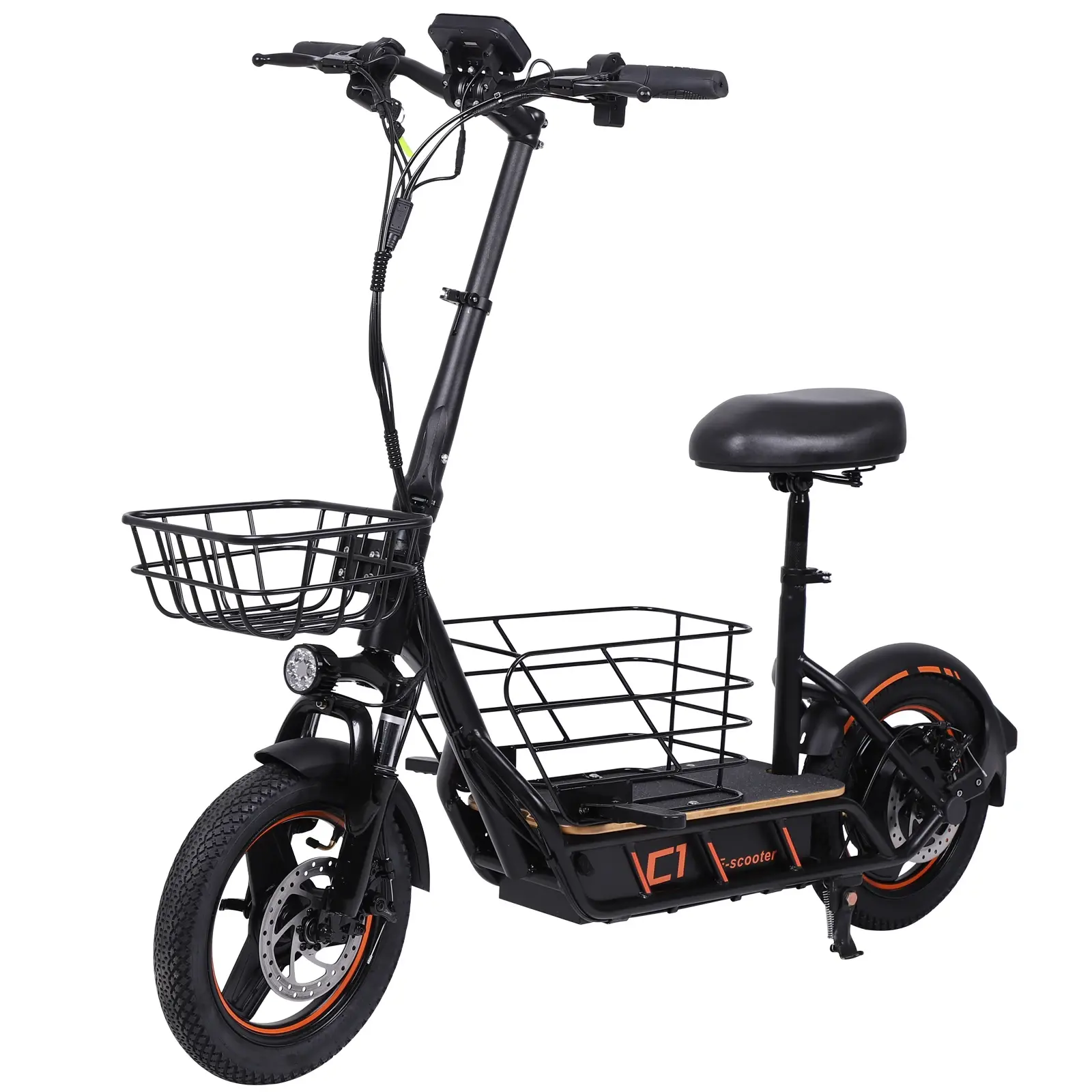 US Stock Foldable Waterproof Two-Wheel Scooter with 10Ah Battery, LED Lights, Dual Disc Brakes, and Shock Absorption