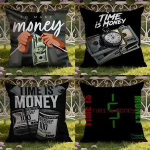 Time is Money Cushion Cover Ultra-Soft Reversible Plush Pillow Cover Perfect for Car Rides Sofa Lounging Bedroom Relaxation Heartfelt Gift for Family & Friends