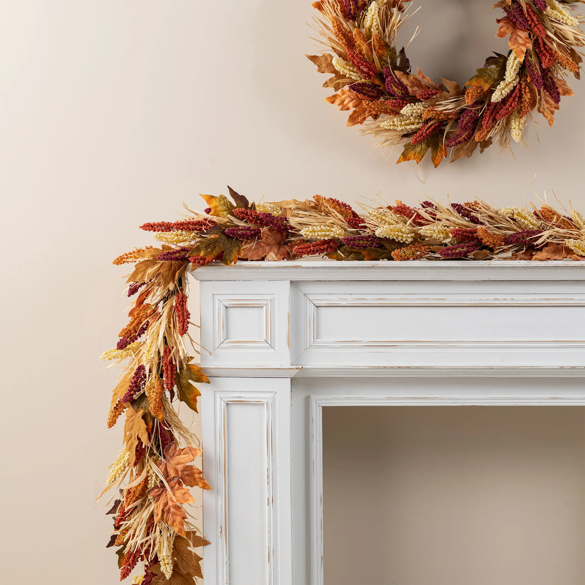 Glitzhome 72"L Fall Multi-Colored Sorghum Garland