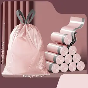 Disposable Garbage Bag, 50pcs/set Thickened Drawstring Trash Bag, Household Kitchen Trash Bag, Home Care Supplies for Kitchen & Bathroom, Durable Trash Bag