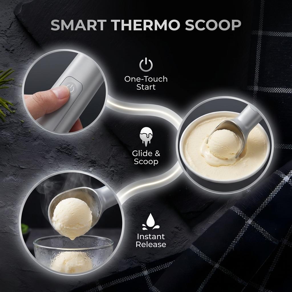 2026 Upgraded Heated Ice Cream Scoop | USB-C Rechargeable Smart Thermo Scoop - Electric Heated Ice Cream Scoop Perfect Gift for Ice Cream Lovers