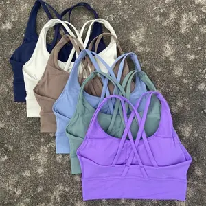 Cross Straps Sports Bra Women Gym Sports Top High Support Fitness Bralette Yoga Vest Push Up Running Underwear With Chest Pad Gymswear