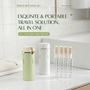 4-in-1 Portable Travel Dispenser Bottle for Toiletries Easy Press Smooth Flow Cosmetic Shampoo Lotion Storage