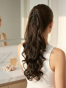 18Inch Claw Clip Ponytail Extensions Long Curly Wavy Instant Hairpiece for Women
