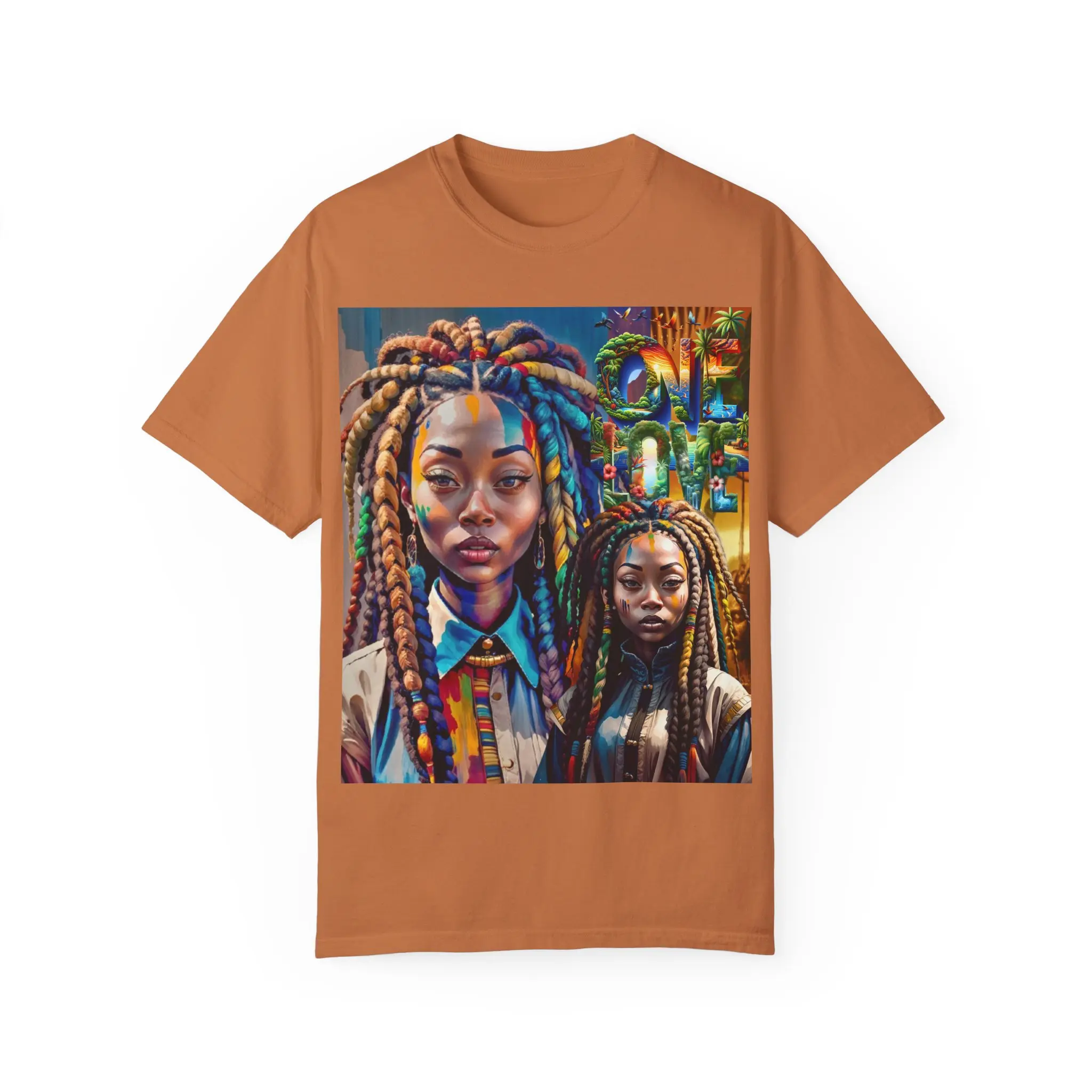 Locs Woman One Love T-shirt, Afrocentric Tee, Black Woman Gift, Ethnic Apparel, Natural Hair Top, Rasta Clothing