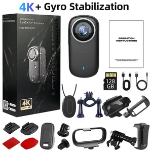 4K Ultra HD Thumb Action Camera IP65 Waterproof with WiFi Hotspot Smart Stabilization & Ultra Wide Angle Long Battery Life POV Vlogging for Cycling Running Travel Gift 32G 128G Card anti-shake camera lenses for football ultra hd pocket action camera
