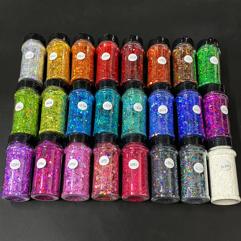 Glam Holographic Chunky Texture Eyeshadow Sequins (2oz/56g) - Bottle-Jar Nail Art Accessory, Adds Depth Sparkle for Resin Body Crafts, Christmas DIY Decor (Beauty & Personal Care Nail Art Decoration)