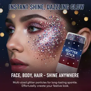 4th of July Glitter Stick | Red, White & Blue Body & Hair Sparkle for Independence Day Party, Festival & Fun Holiday Look