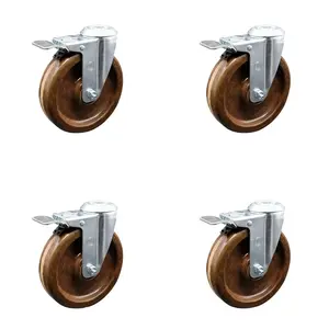 Service Caster SCC-BHTTL20S514-PHSHT-4 High Temperature Phenolic Swivel Bolt Hole Caster with 5 x 1.25 in. Brown Wheels - Set of 4