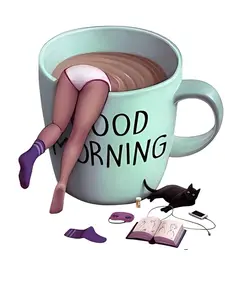 Good morning Brown Coffee DTF Ready to press iron on transfer for clothing t-shirts and hoodies