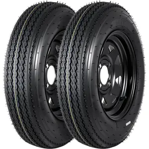 2-Pack Trailer Tire On Rim 5.30-12 530-12 5.30x12 Trailer Tires and 4 Lug on 4 in PCD 12 in Wheels Load Range C 6PR Black Lawn Truck