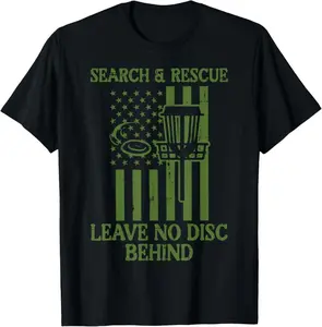 100% Cotton Search Rescue No Disc Behind Flag Frisbee Golf Men Women  T-Shirt