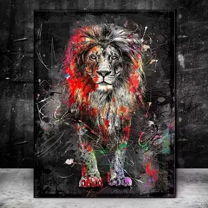 [UNFRAMED POSTER] Abstract Lion Poster Quality Print - Frameless Wall Art for Living Room Decor
