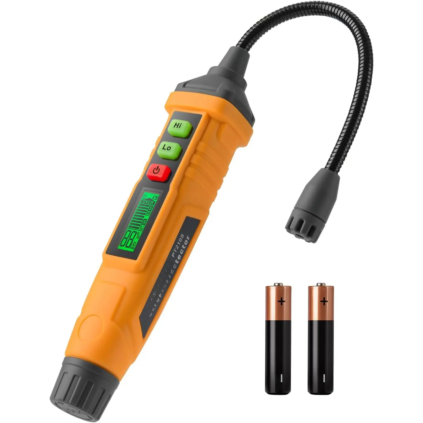 PT210S Gas Leak Detector,  Gas Detector with 4-inch Probe,  Leak Detector Locating Combustible  Like  Gas,  for Home, Measures%LEL (Incl. ) - Orange