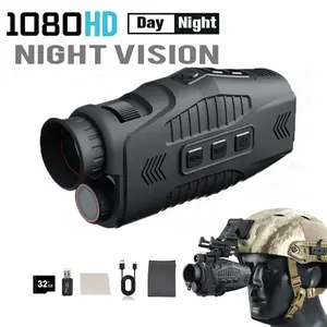 Digital Night Vision Monocular With Infrared Illuminator & Video Recording, 984ft Long Distance, 5X Zoom Digital 1080P Night Vision Goggles With 32GB Card For Camping