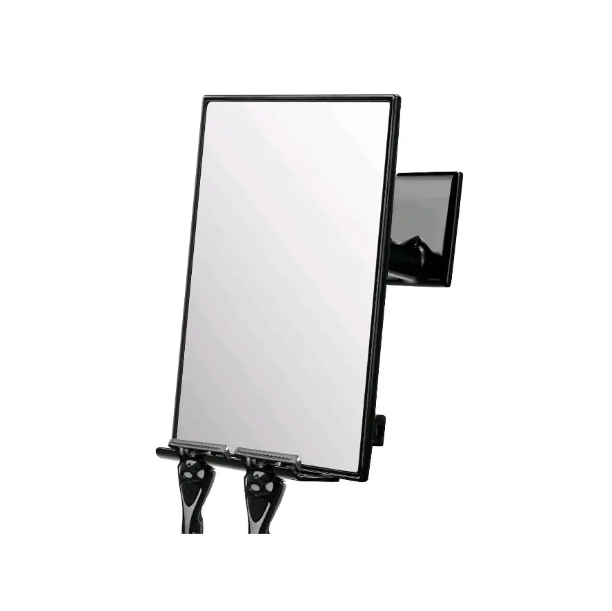 Shower Mirror for Shaving with Squeegee Razor Holder & Swivel 360°Rotation Adjustable Mirror Accessories for Bathroom Holds Razors Ultra Strong Adhesive