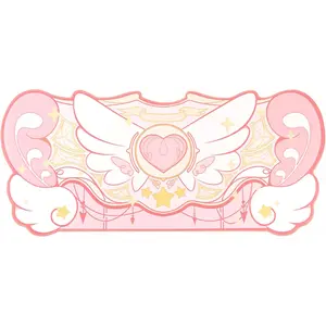 Large Gaming  Pad Kawaii Pink Non-Slip Rubber   Pad Big  Desk Mat for Keyboard and   for Gaming,or Home Office Work -  Wings(Super Dense Cloth)