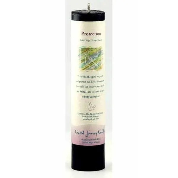Protection Reiki Charged Pillar Candle — Crystal Journey 7in