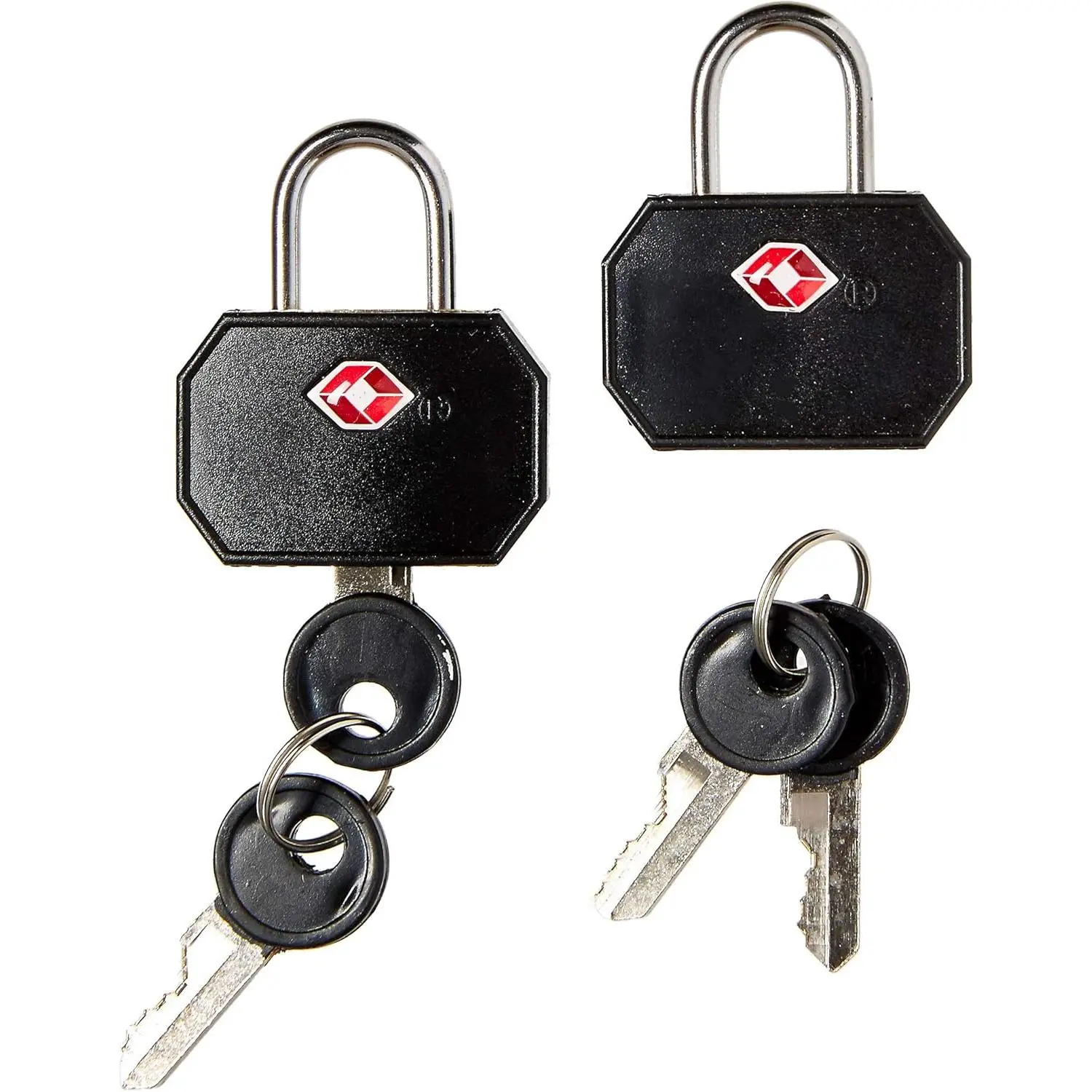 Lewis N. Clark 2-Pack TSA Approved Luggage Locks - Black Travel Sentry Keyed Padlock, Mini Padlock for Luggage, Carry-On, Backpack, Includes 4 Keys (Ideal for Airport, Hotel Use)