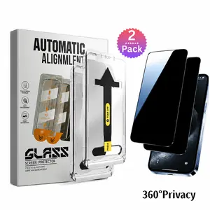 2 Pack Privacy Screen Protector for iPhone Anti-spy Tempered Glass HD 360° Privacy Compatible with iPhone 16 15 14 13 12  Shatterproof clarity