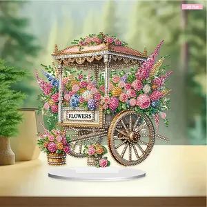2D Flat Print Cart Light DIY Table Top Diamond Painting Ornament Kits Diamond Painting Desktop Ornaments Kit 5D DIY Diamond Art Tabletop Decorations for Home Office Desktop Decor