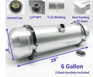 M230 JSD Aluminum Spun Fuel Tank 8x28 Center Fill 6 Gallon 1/4'' NPT