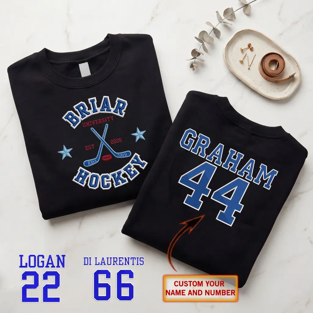Briar University Graham 44 Sweatshirt, Briar U Embroidered Shirt, Off Campus Series Bookish Hoodie, Hockey Romance Sweatshirt Gift for Her