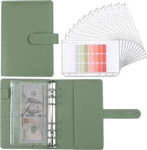 Money Saving Binder, Savings Challenges Book with for Cash Envelope, 12pcs Zipper Envelopes A6 Budget Binders