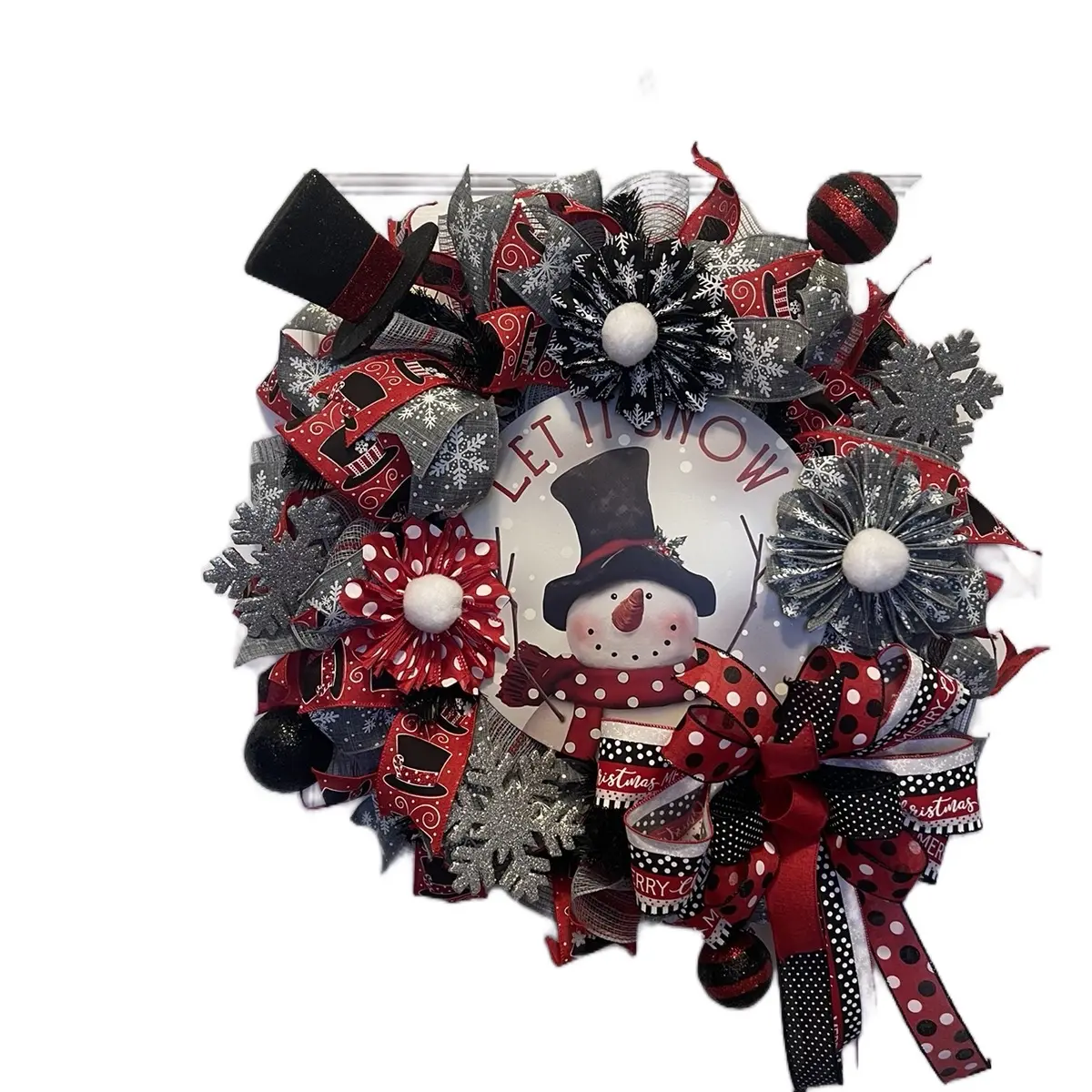 Winter Wreath,  Snowman Design, Hangable Decoration, Festive Christmas Wreath for Home Decor, Hanging, Ornaments