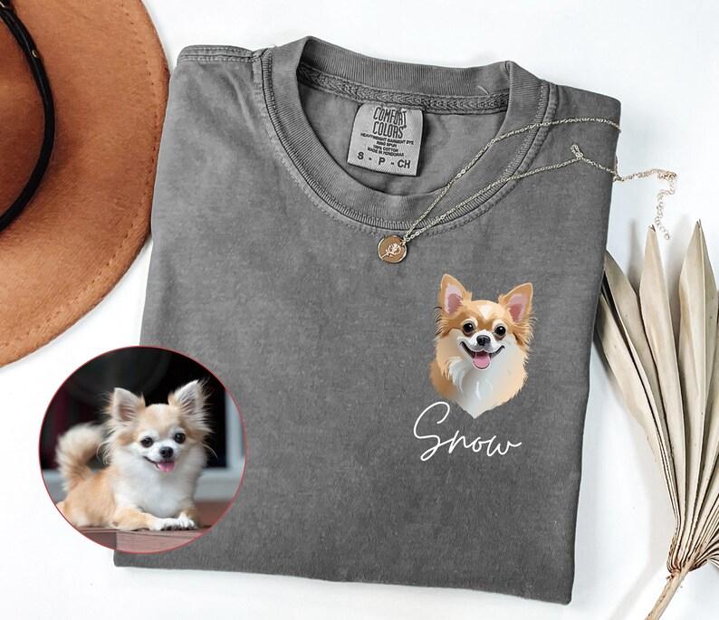Comfort Colors Custom Pet Shirt, Pet Photo and Name Tee, Personalized Pet Portrait Shirt, Custom Dog Cat Graphic Tee, Pet Lover Gift, Unique Pet Owner Shirt
