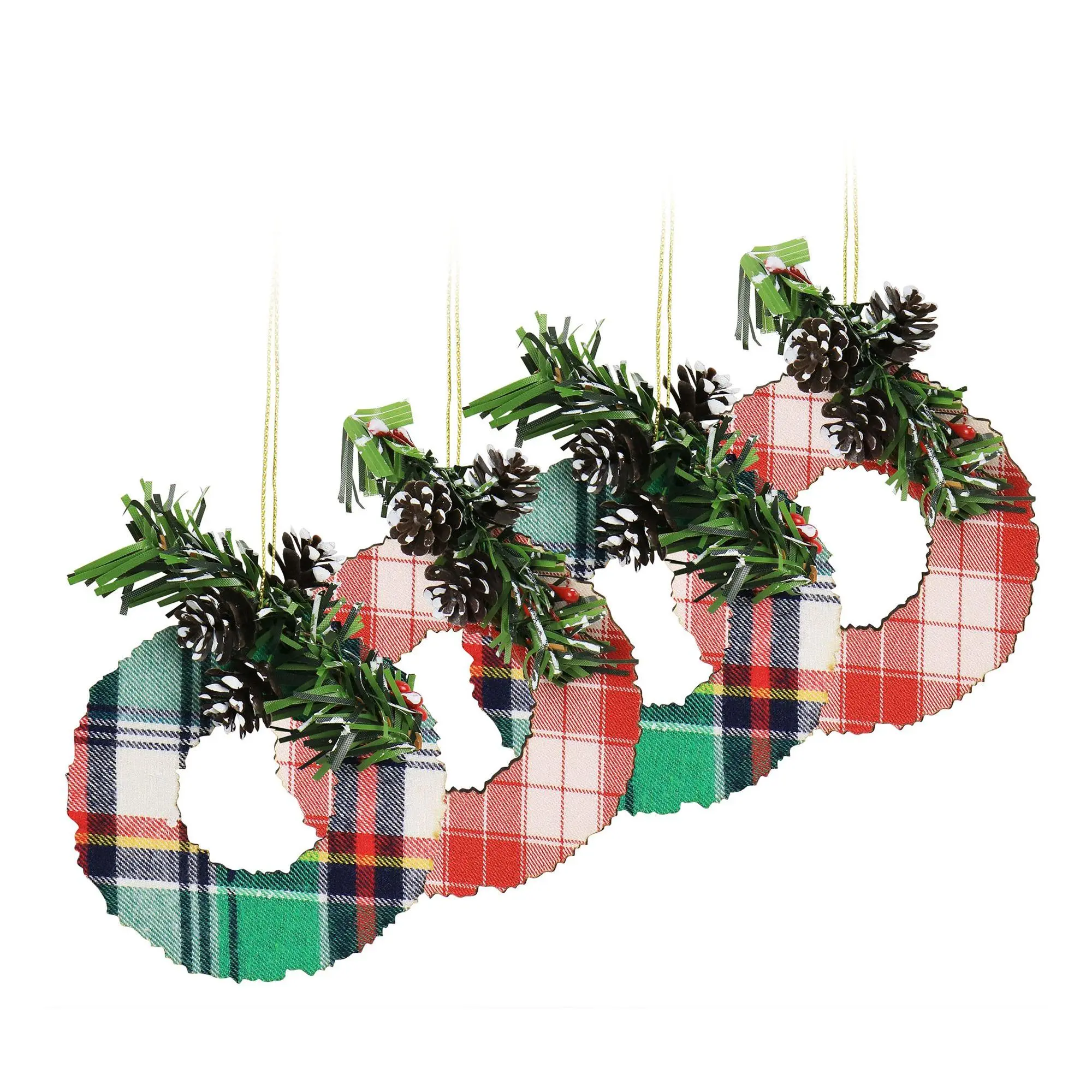 Martha Stewart Holiday Wreath Ornament 4 PieceSet