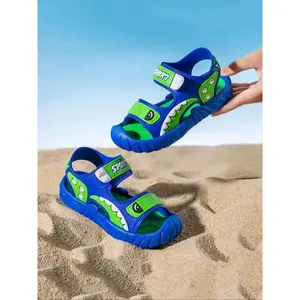 Boys' Summer Sandals 2026, Soft PVC Material, Minimalist Style, Less Than Ankle Height, Velcro Closure, Casual Beach Shoes