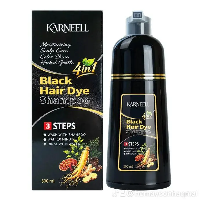 KARNEELL Black Hair Dye Shampoo 500ml Moisturizer Gentle Conditioner Haircare