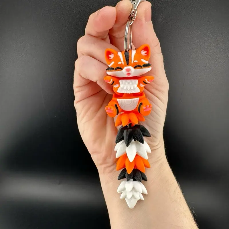 Flexi Cat Kitten Keychain 3D Printed, Stylish and Cute with Unique Design, Practically Casual Fashion Accessory for Daily Use