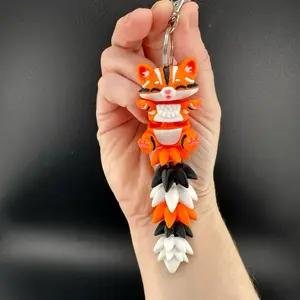 Flexi Cat Kitten Keychain 3D Printed, Stylish and Cute with Unique Design, Practically Casual Fashion Accessory for Daily Use