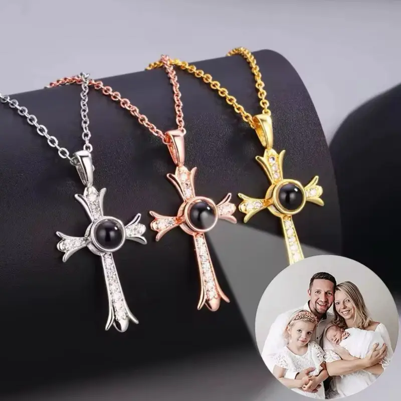Personalized Photo Projection Necklace, Custom Portrait Necklace,Sterling Silver